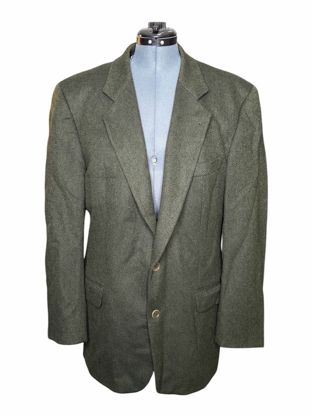 Hugo Boss Mens Lambswool Sport Coat Blazer Green Herringbone Size 42L